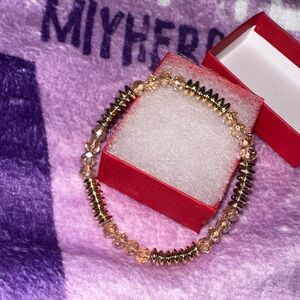 Elegant Gold and Silver Beaded Bracelet with red gift box